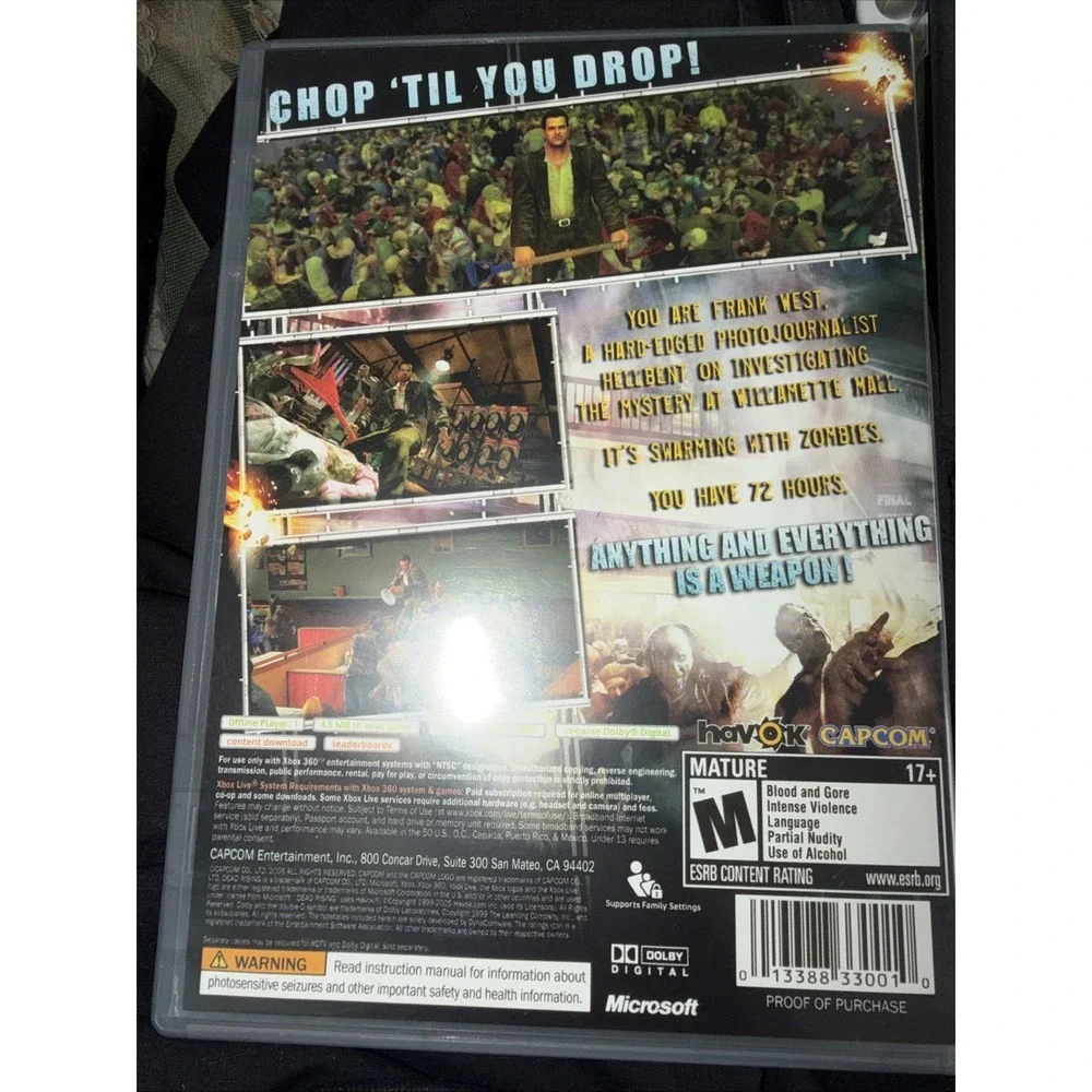 Dead Rising -- Platinum Hits Edition (Microsoft‎ Xbox 360, 2006) CIB Tested